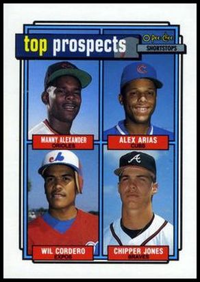 92OPC 551 1992 Prospects SS (Manny Alexander Alex Arias Wilfredo Cordero Chipper Jones).jpg